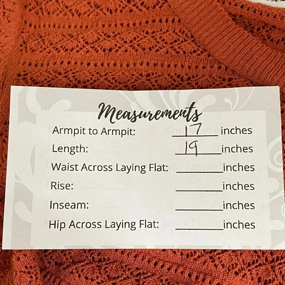 2/$30 ZARA Open Knit Crochet Sweater Small Burnt Orange Crew Long Sleeve #6453 - Picture 12 of 13